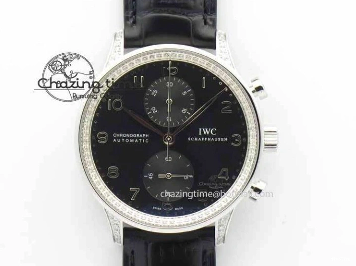 MIROTIME 0415 Portuguese IW3714 Diam ZF V2 1:1 Best Edition Black Dial On Black Leather Strap A79350 (Slim Movement) Lightweight 7245